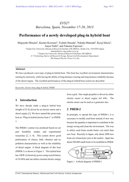 Performance of a Newly Developed Plug-In Hybrid Boat