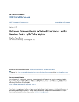 Hydrologic Response Caused by Wetland Expansion at Huntley Meadows Park in Hybla Valley, Virginia