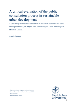 A Critical Evaluation of the Public Consultation Process in Sustainable