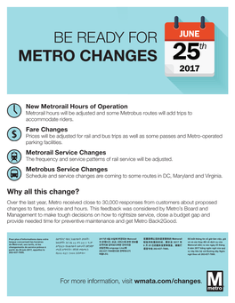 June 25 Fare Service Changes Printable Brochure