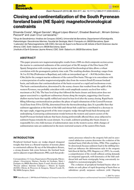 Closing and Continentalization of the South Pyrenean Foreland Basin