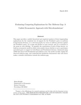 Evaluating Competing Explanations for the Midterm Gap: A