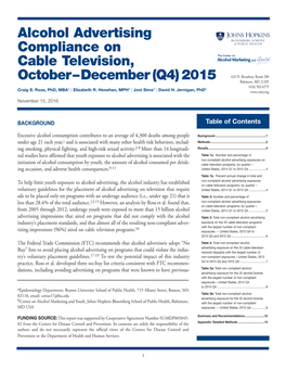 Alcohol Advertising Compliance on Cable Television, October