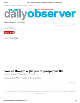 Swarna Dweep: a Glimpse of Prosperous BD - Back Page - Observerbd.Com