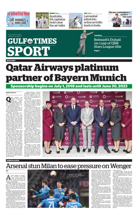 Qatar Airways Platinum Partner of Bayern Munich Sponsorship Begins on July 1, 2018 and Lasts Until June 30, 2023