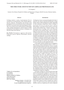 The Structure and Function of Cartilage Proteoglycans