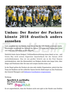 Der Roster Der Packers Könnte 2018 Drastisch Anders Aussehen