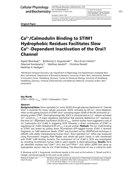 Ca2+/Calmodulin Binding to STIM1 Hydrophobic Residues Facilitates Slow Ca2+-Dependent Inactivation of the Orai1 Channel