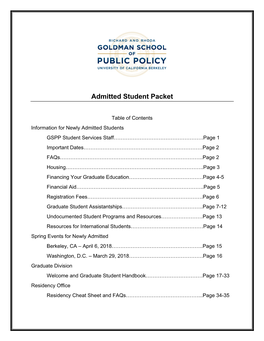 Admitted Student Packet