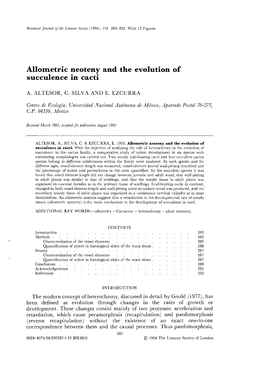 Allodletric Neoteny and the Evolution of Succulence in Cacti