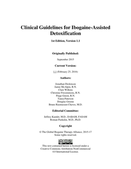 Clinical Guidelines for Ibogaine-Assisted Detoxification