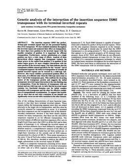 Genetic Analysis of the Interaction of the Insertion Sequence IS903 Transposase with Its Terminal Inverted Repeats