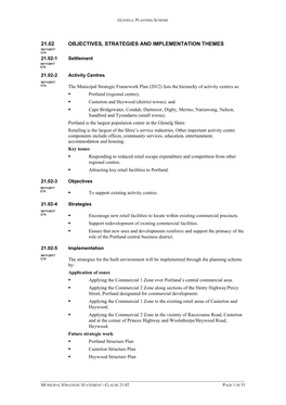 21.02 OBJECTIVES, STRATEGIES and IMPLEMENTATION THEMES 30/11/2017 C75 21.02-1 Settlement 30/11/2017 C75 21.02-2 Activity Centres