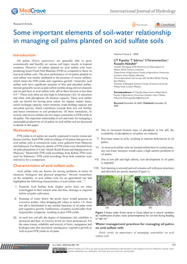 Some Important Elements of Soil-Water Relationship in Managing Oil Palms Planted on Acid Sulfate Soils