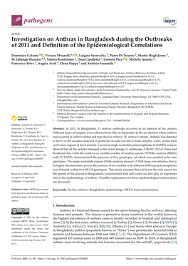 Investigation on Anthrax in Bangladesh During the Outbreaks of 2011 and Deﬁnition of the Epidemiological Correlations