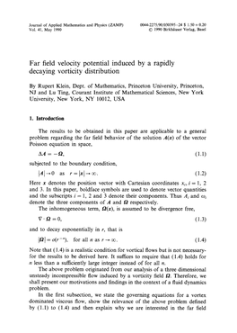 Far Field Velocity Potential Induced by a Rapidly Decaying Vorticity Distribution