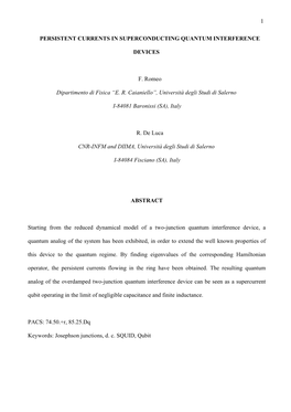 Persistent Currents in Superconducting Quantum Interference