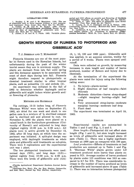 Growth Response of Plumeria to Photoperiod and Gibberellic Acid1