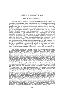 Philippine Masonry to 1890 the Masonic Lodges Served As