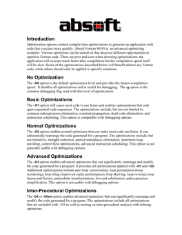 SSE Optimizations These Optimizations Leverage the Streaming SIMD Extension (SSE) Instruction Set of the CPU