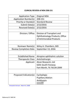 CLINICAL REVIEW of NDA 208-151