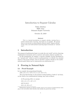 Introduction to Sequent Calculus