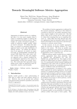 Towards Meaningful Software Metrics Aggregation