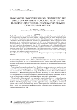 Slowing the Flow in Pickering: Quantifying the Effect of Catchment Woodland Planting on Flooding Using the Soil Conservation Service Curve Number Method