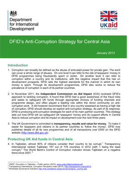 DFID's Anti-Corruption Strategy for Central Asia