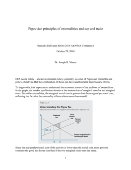 Pigouvian Principles of Externalities and Cap and Trade