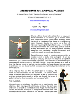 Sacred Dance As a Spiritual Practice