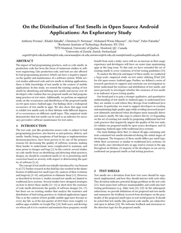 On the Distribution of Test Smells in Open Source Android Applications: an Exploratory Study