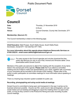 (Public Pack)Agenda Document for Dorset Council, 21/11/2019 18:30