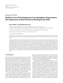 Herbivore Larval Development at Low Springtime Temperatures: the Importance of Short Periods of Heating in the Field