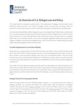 An Overview of U.S. Refugee Law and Policy