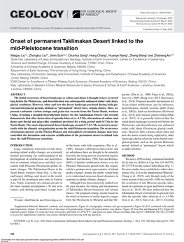 Onset of Permanent Taklimakan Desert Linked to the Mid