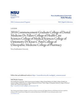 2018 Commencement-Graduate College of Dental Medicine Dr