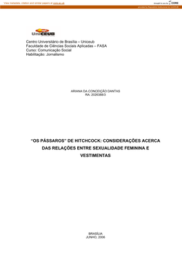 “Os Pássaros” De Hitchcock: Considerações Acerca Das Relações Entre Sexualidade Feminina E Vestimentas