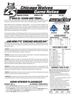 Chicago Wolves Game Notes MILWAUKEE at CHICAGO OCTOBER 14, 2018 3 P.M