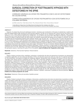 Surgical Correction of Post-Traumatic Kyphosis with Osteotomies in the Spine Correção Cirúrgica Da Cifose Pós-Traumática Com O Uso De Osteotomias Na Coluna Espinal