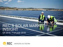 REC's SOLAR MARKET INSIGHT