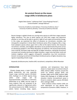 An Ancient Forest on the Move: Range Shifts in Bristlecone Pines