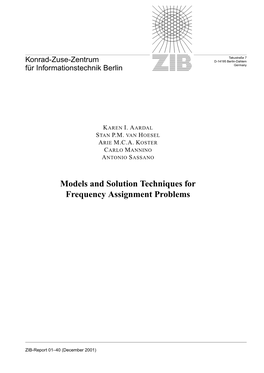 Models and Solution Techniques for Frequency Assignment Problems