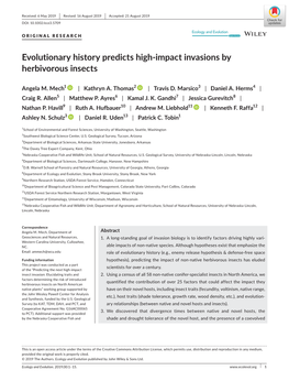 Evolutionary History Predicts High‐Impact Invasions by Herbivorous Insects