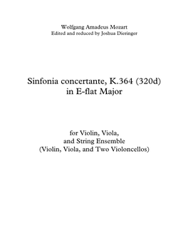 Sinfonia Concertante for Violin, Viola, and String Ensemble, K