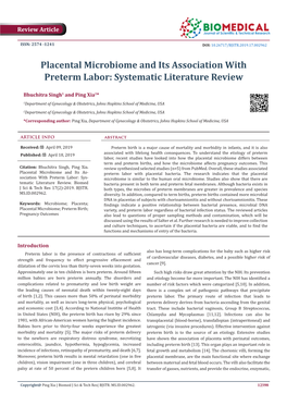 Placental Microbiome and Its Association with Preterm Labor: Systematic Literature Review