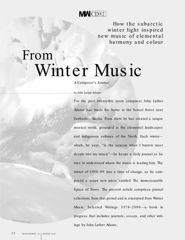 Winter Music a Composer’S Journal