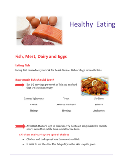 Healthy Eating: Fish, Meat, Dairy and Eggs