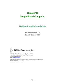 Gadgetpc Debian Installation Guide