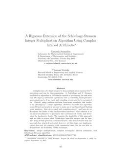 A Rigorous Extension of the Schönhage-Strassen Integer